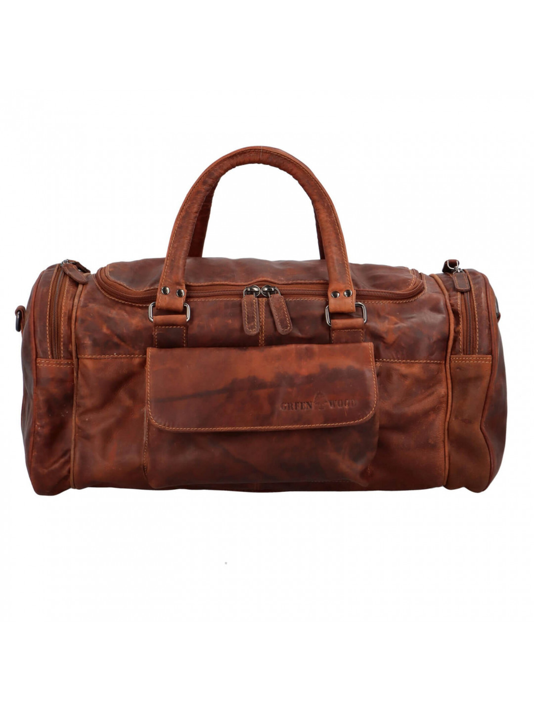 Kožená cestovní taška Greenwood Alois – koňak